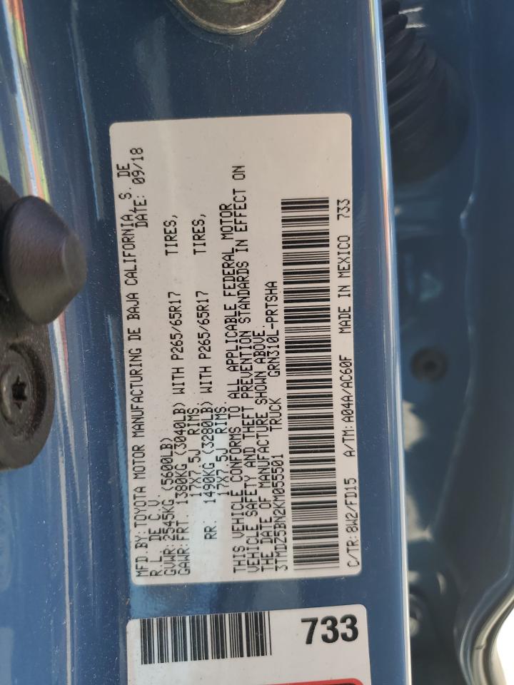 2019 Toyota Tacoma Double Cab VIN: 3TMDZ5BN2KM055501 Lot: 86284225