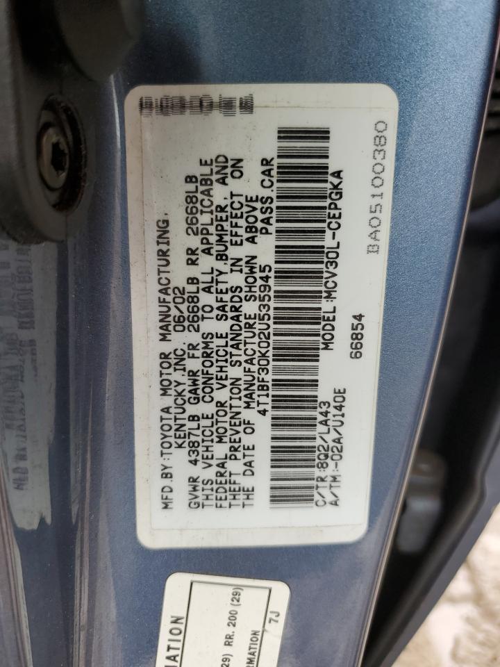 2002 Toyota Camry Le VIN: 4T1BF30K02U535945 Lot: 85179885