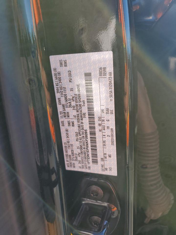 2022 Ford F150 Supercrew VIN: 1FTEW1EP6NKF08095 Lot: 86089075