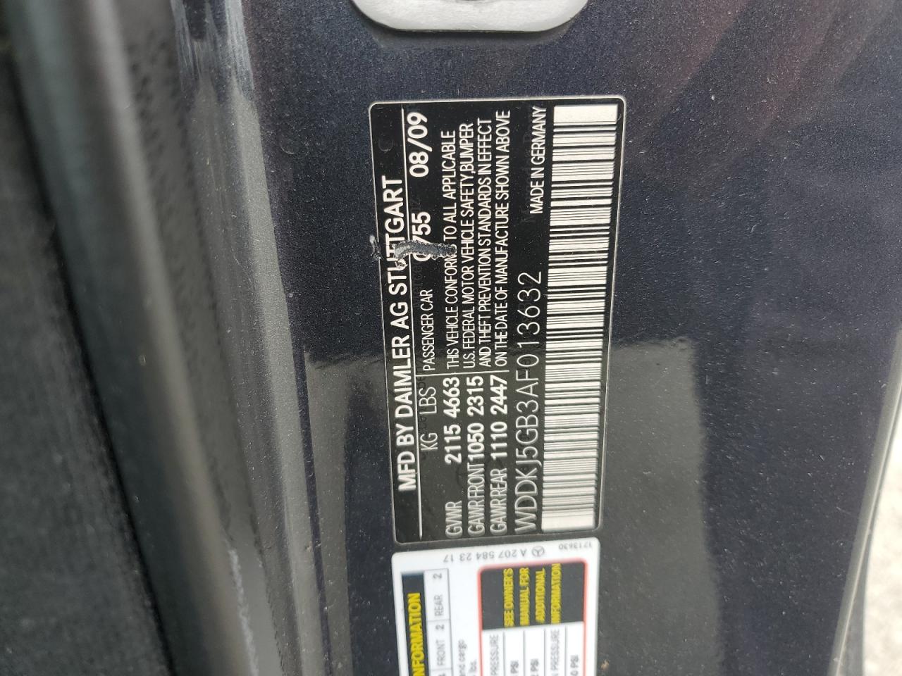 2010 Mercedes-Benz E 350 VIN: WDDKJ5GB3AF013632 Lot: 63628295