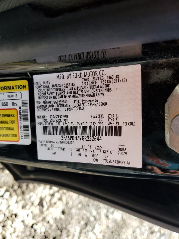 2016 Ford Fusion Se VIN: 3FA6P0H79GR252644 Lot: 86079475