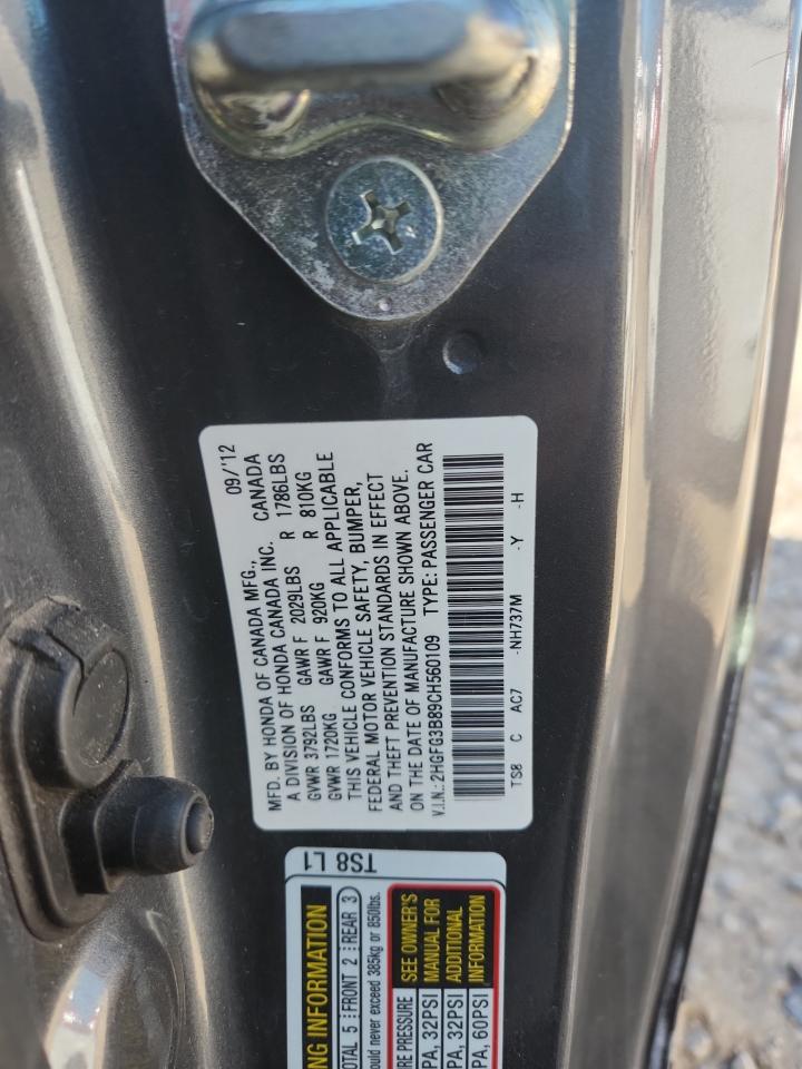 2012 Honda Civic Ex VIN: 2HGFG3B89CH560109 Lot: 81909915