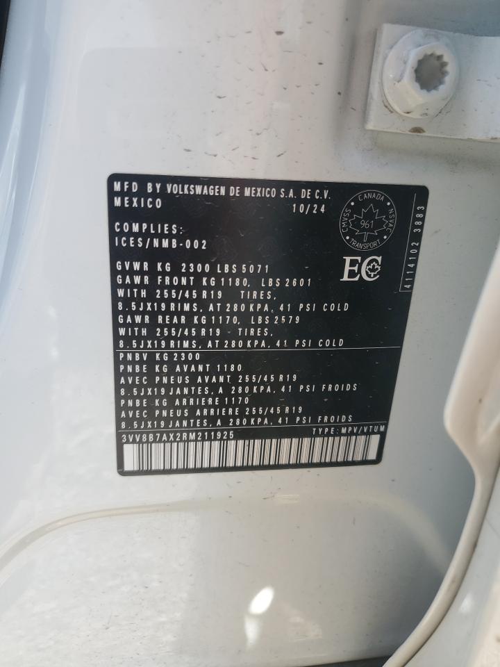 2024 Volkswagen Tiguan Se R-Line Black VIN: 3VV8B7AX2RM211925 Lot: 80145785