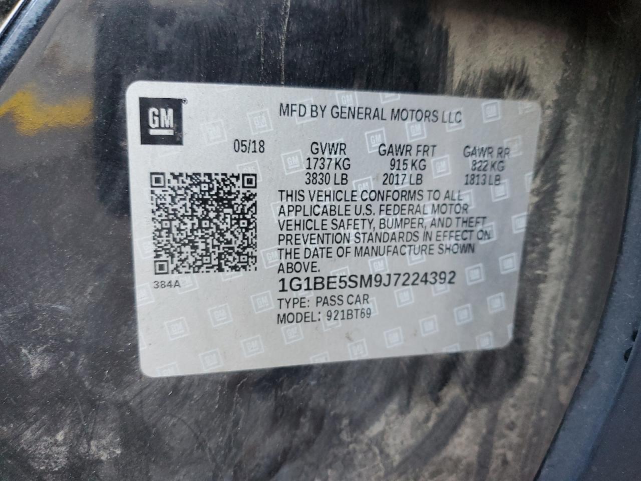 2018 Chevrolet Cruze Lt VIN: 1G1BE5SM9J7224392 Lot: 82199325