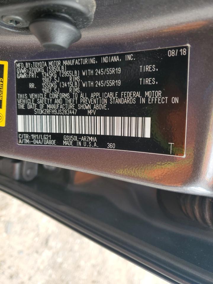 2018 Toyota Highlander Se VIN: 5TDKZRFH9JS283447 Lot: 85938895