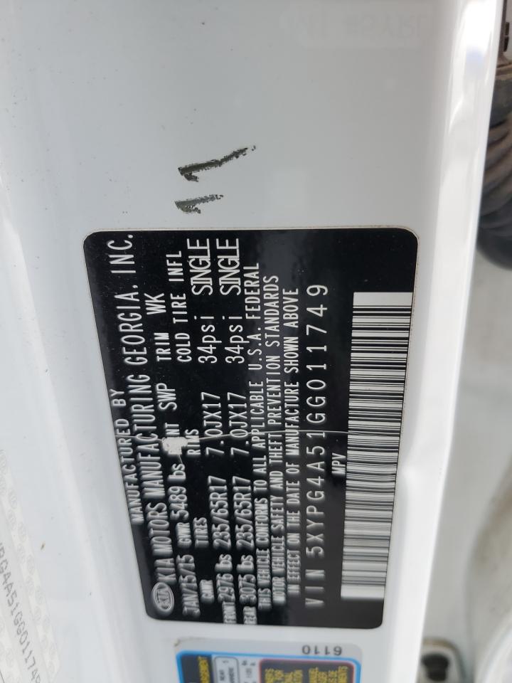 2016 Kia Sorento Lx VIN: 5XYPG4A51GG011749 Lot: 85252535