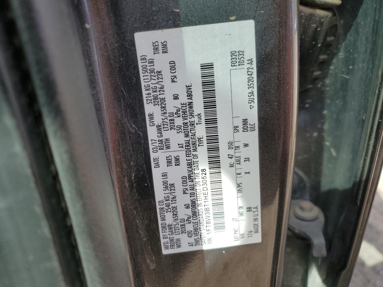 2017 Ford F350 Super Duty VIN: 1FT8W3BT1HED30528 Lot: 82477585