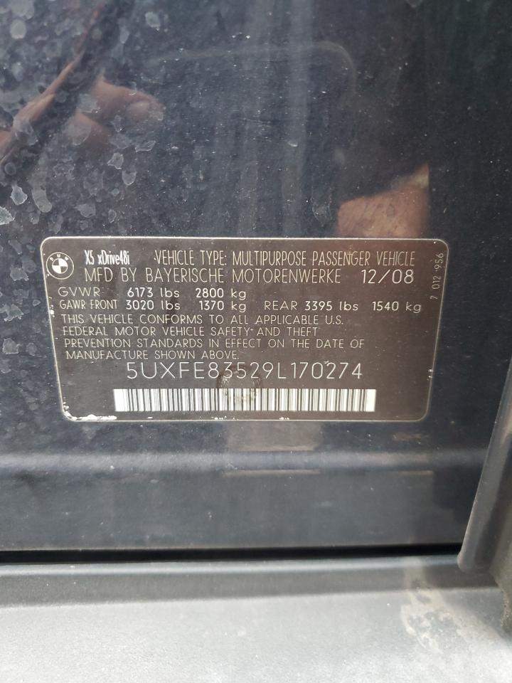 2009 BMW X5 xDrive48I VIN: 5UXFE83529L170274 Lot: 85518405