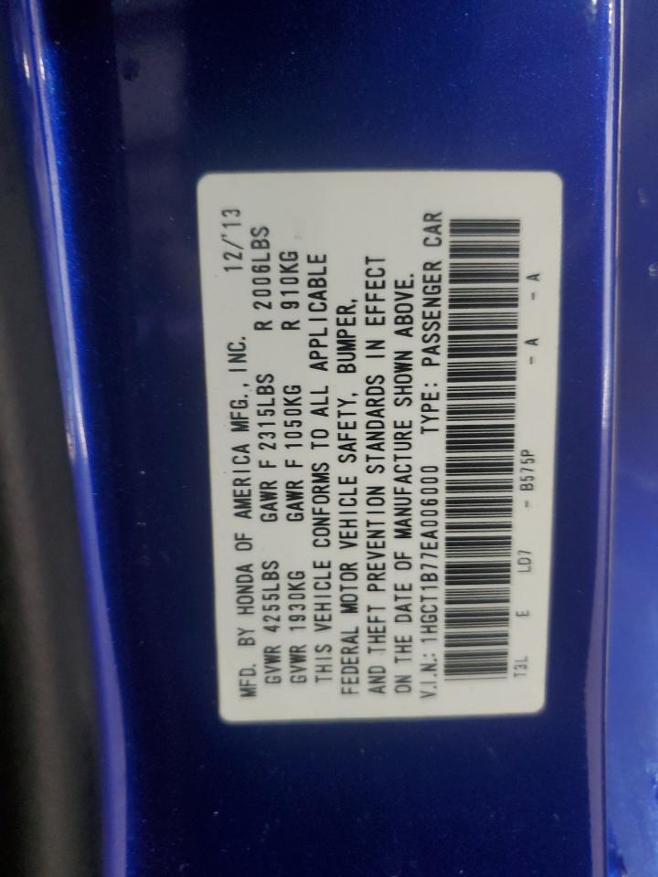 2014 Honda Accord Ex VIN: 1HGCT1B77EA006000 Lot: 85353985