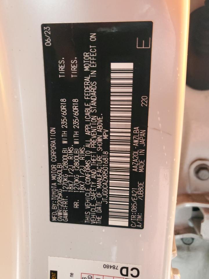 2024 Lexus Nx 250 Premium VIN: JTJGDCAZXR5016818 Lot: 90360995