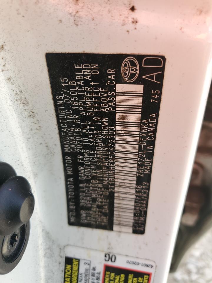 2015 Toyota Corolla L VIN: 2T1BURHE8FC472303 Lot: 84894075