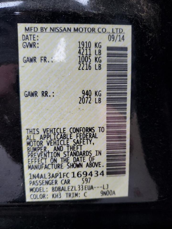 2015 Nissan Altima 2.5 VIN: 1N4AL3AP1FC169434 Lot: 90526905