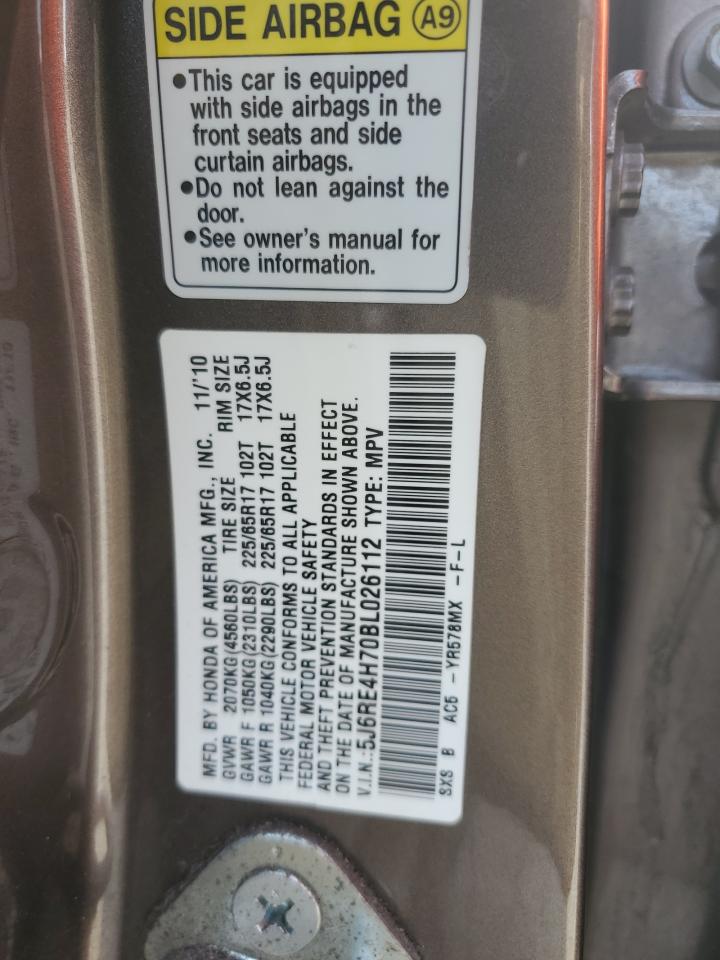 2011 Honda Cr-V Exl VIN: 5J6RE4H70BL026112 Lot: 82287975