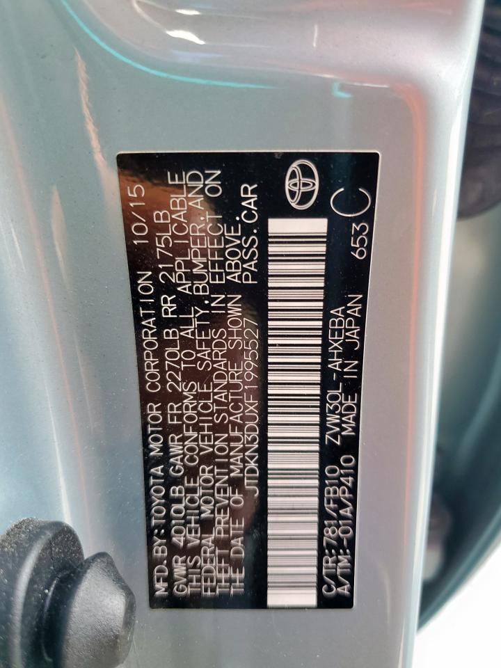 2015 Toyota Prius VIN: JTDKN3DUXF1995527 Lot: 85494605