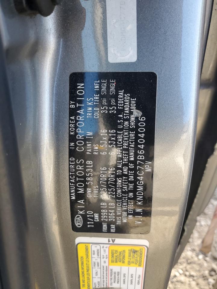 2011 Kia Sedona Lx VIN: KNDMG4C77B6404006 Lot: 84786095