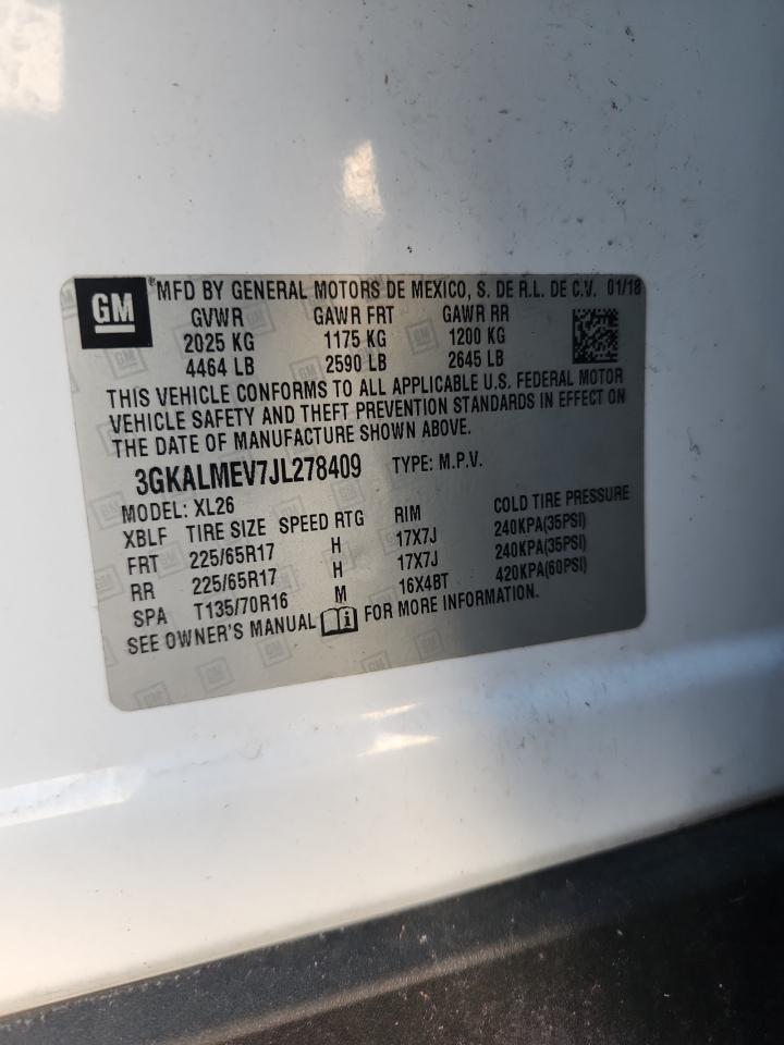 2018 GMC Terrain Sle VIN: 3GKALMEV7JL278409 Lot: 82244235