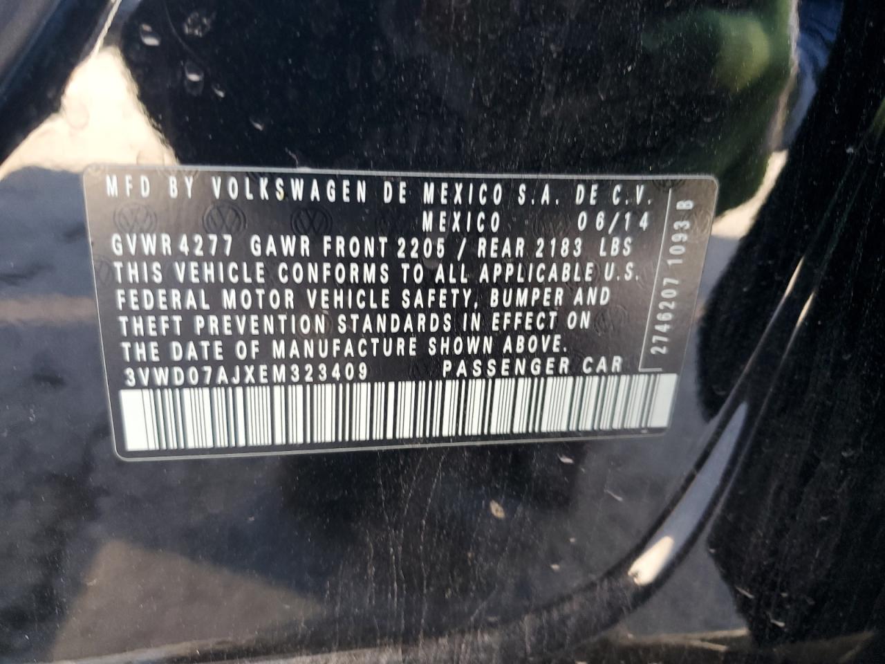 2014 Volkswagen Jetta Se VIN: 3VWD07AJXEM323409 Lot: 85112085