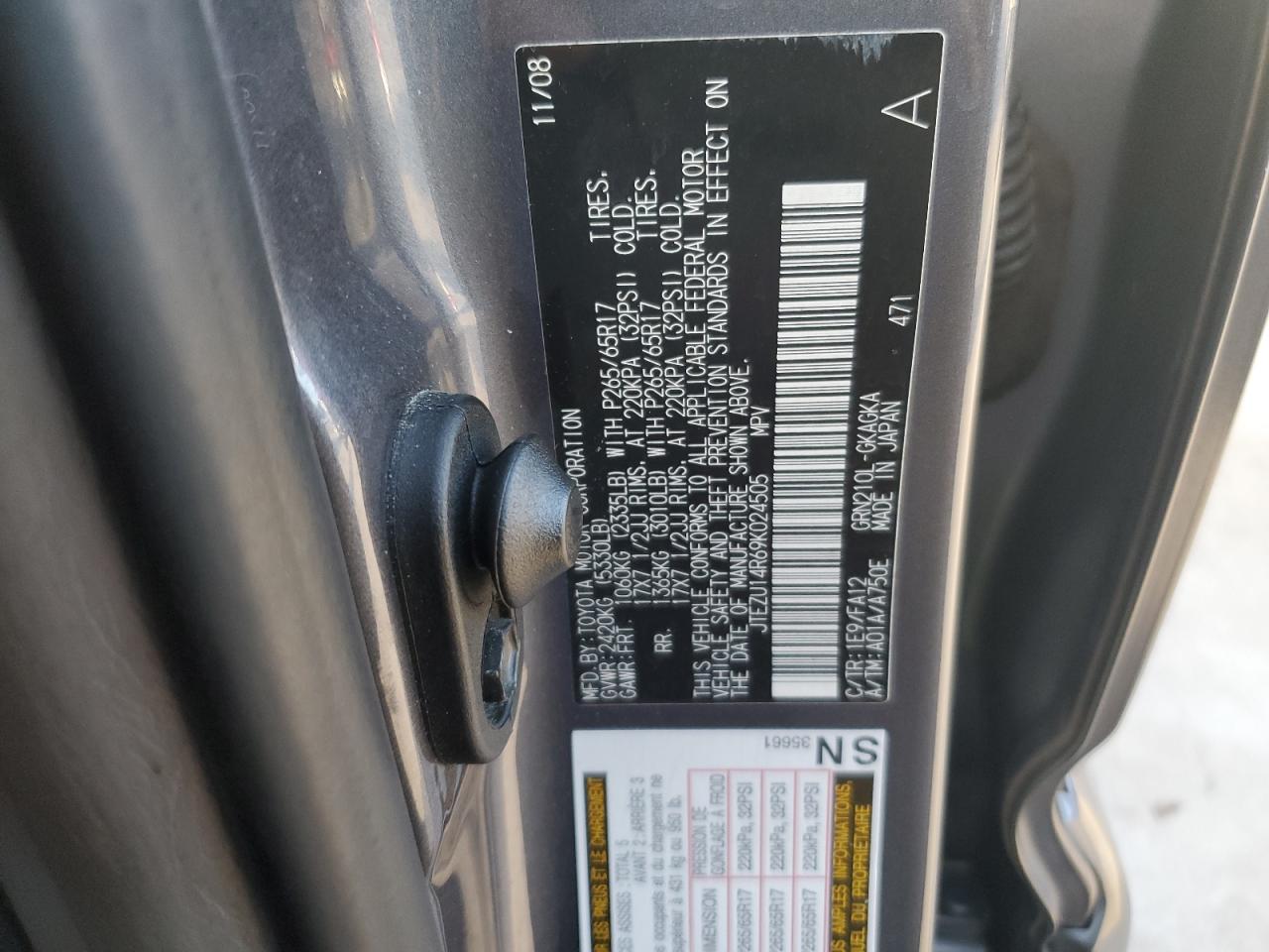 2009 Toyota 4Runner Sr5 VIN: JTEZU14R69K024505 Lot: 84301855