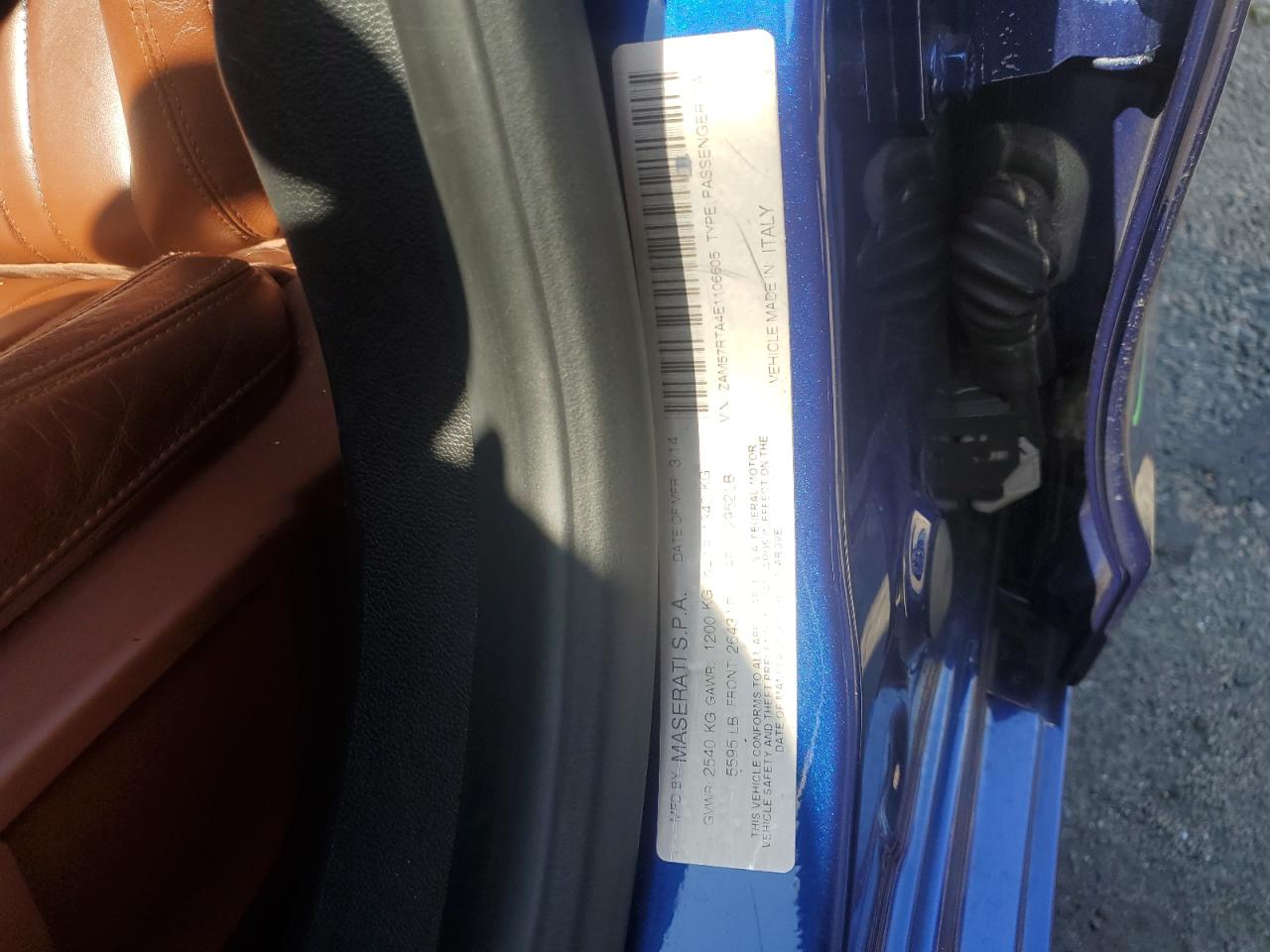 2014 Maserati Ghibli S VIN: ZAM57RTA4E1106605 Lot: 84415805