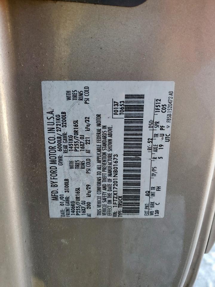 2001 Ford F150 VIN: 1FTZX17201NB01673 Lot: 85209505