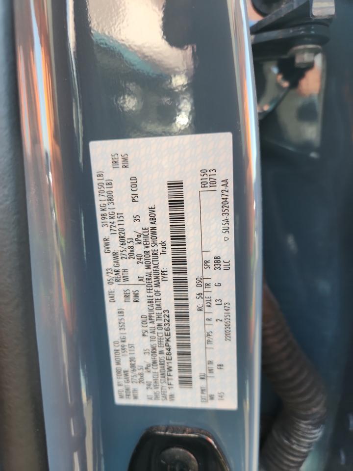 2023 Ford F150 Supercrew VIN: 1FTFW1E84PKE63223 Lot: 86104885