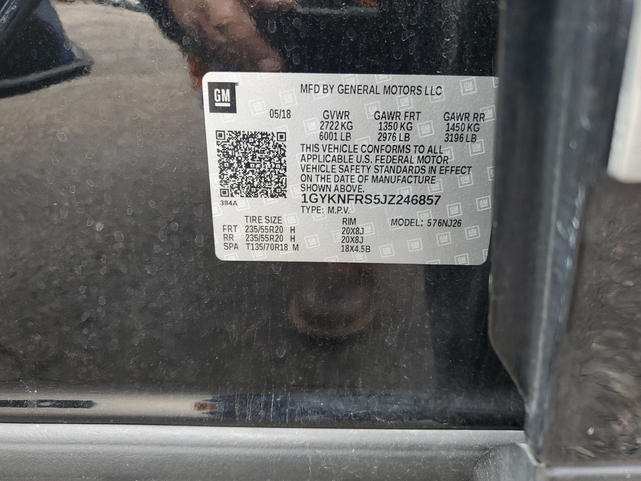 2018 Cadillac Xt5 Premium Luxury VIN: 1GYKNFRS5JZ246857 Lot: 86333075