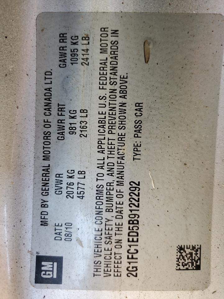 2011 Chevrolet Camaro Lt VIN: 2G1FC1ED5B9122292 Lot: 90781545