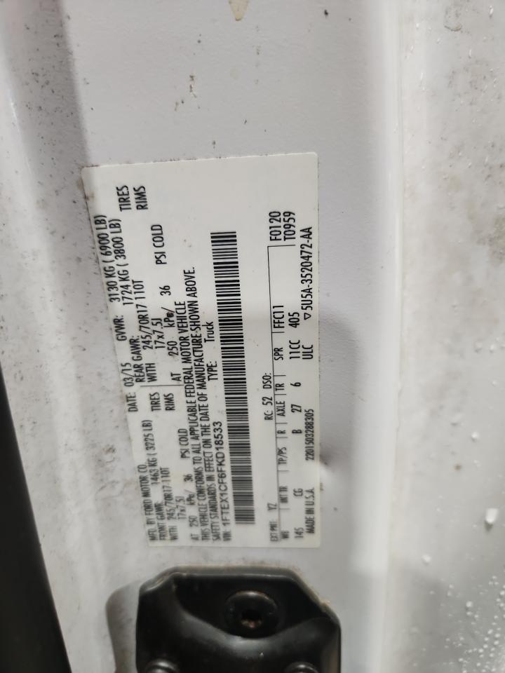 2015 Ford F150 Super Cab VIN: 1FTEX1CF6FKD18533 Lot: 89874055