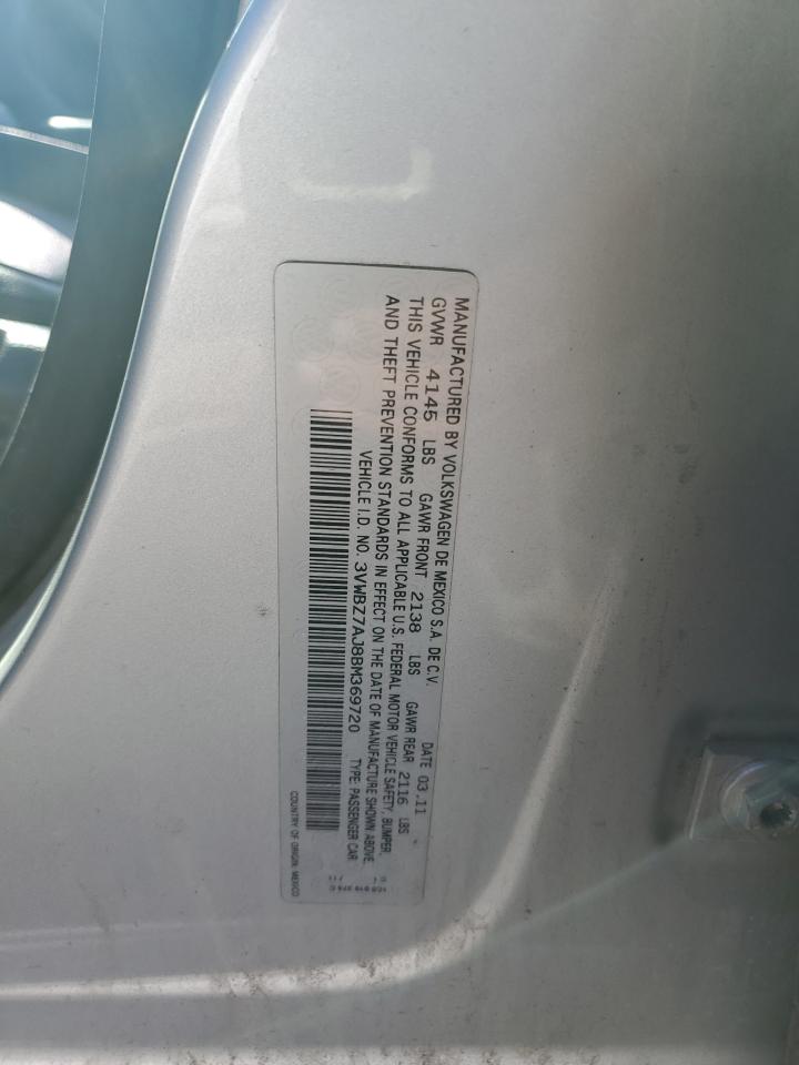 2011 Volkswagen Jetta Se VIN: 3VWBZ7AJ8BM369720 Lot: 85310355