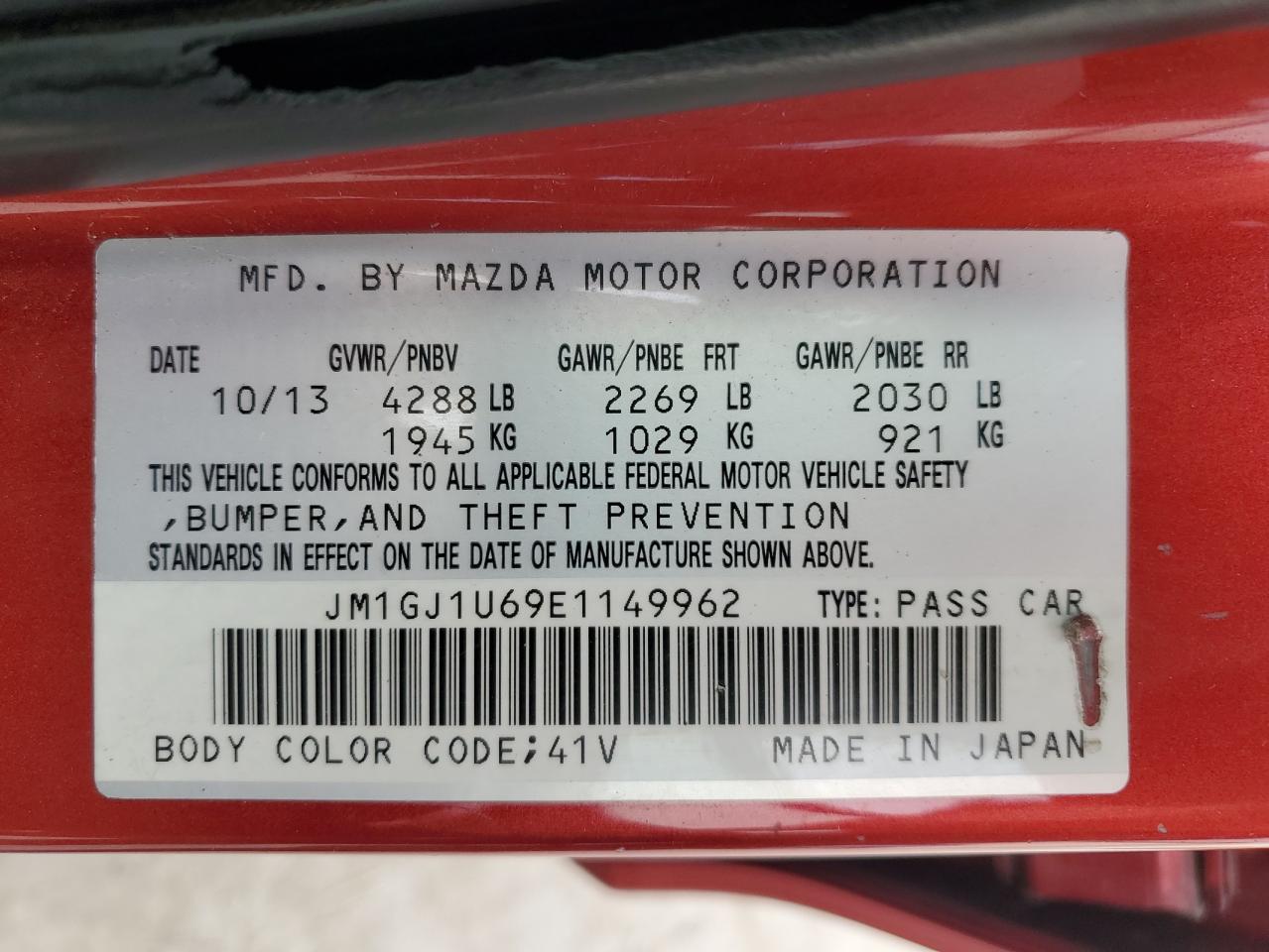 2014 Mazda 6 Sport VIN: JM1GJ1U69E1149962 Lot: 86456295