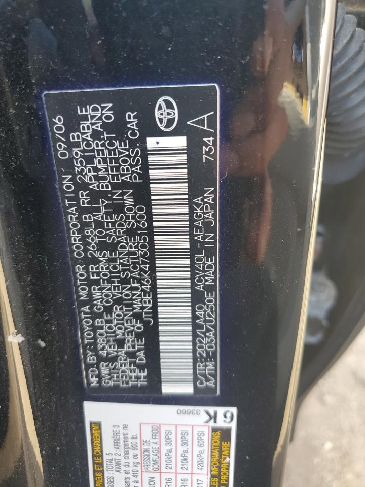 2007 Toyota Camry Ce VIN: JTNBE46K473051600 Lot: 82280975