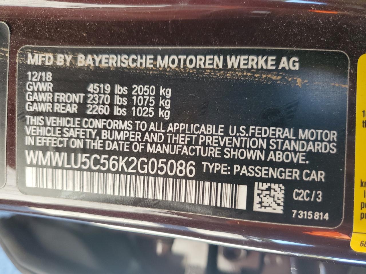 2019 Mini Cooper S Clubman All4 VIN: WMWLU5C56K2G05086 Lot: 84538665