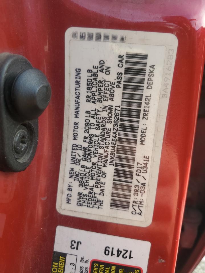 2010 Toyota Corolla Base VIN: 1NXBU4EE4AZ362671 Lot: 85326955