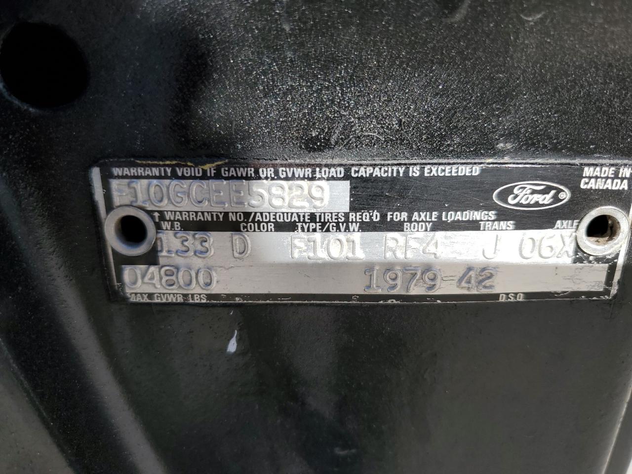 1979 Ford F100 VIN: F10GCEE5829 Lot: 82376035