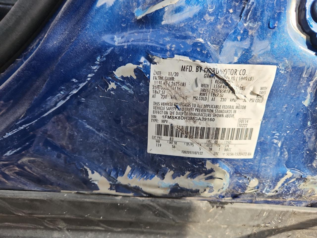 2021 Ford Explorer Xlt VIN: 1FMSK8DH3MGA39160 Lot: 85784155