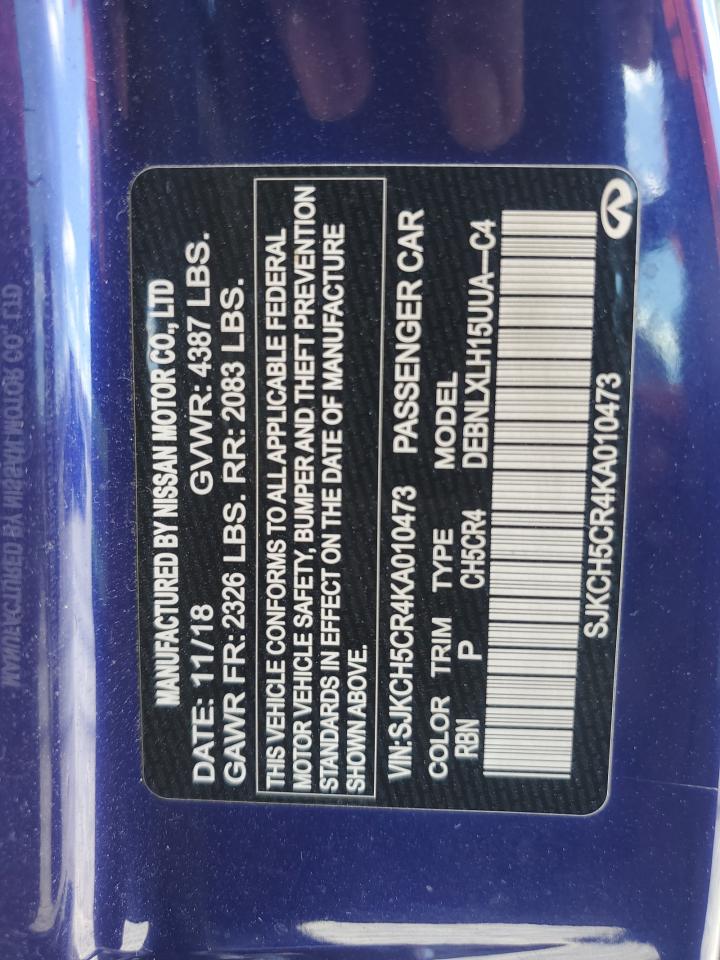 2019 Infiniti Qx30 Luxe VIN: SJKCH5CR4KA010473 Lot: 81391575