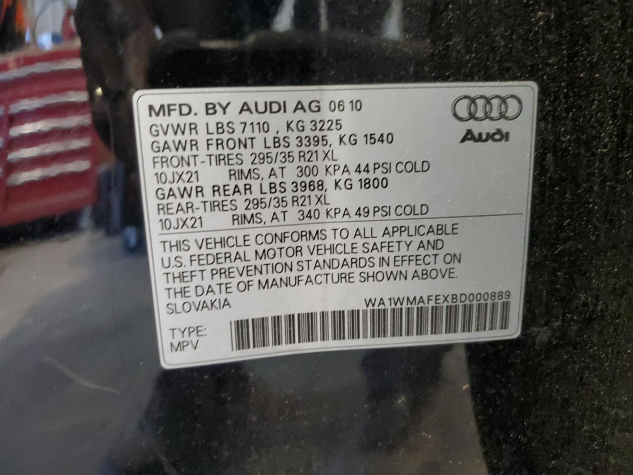 2011 Audi Q7 Prestige VIN: WA1WMAFEXBD000889 Lot: 85713095