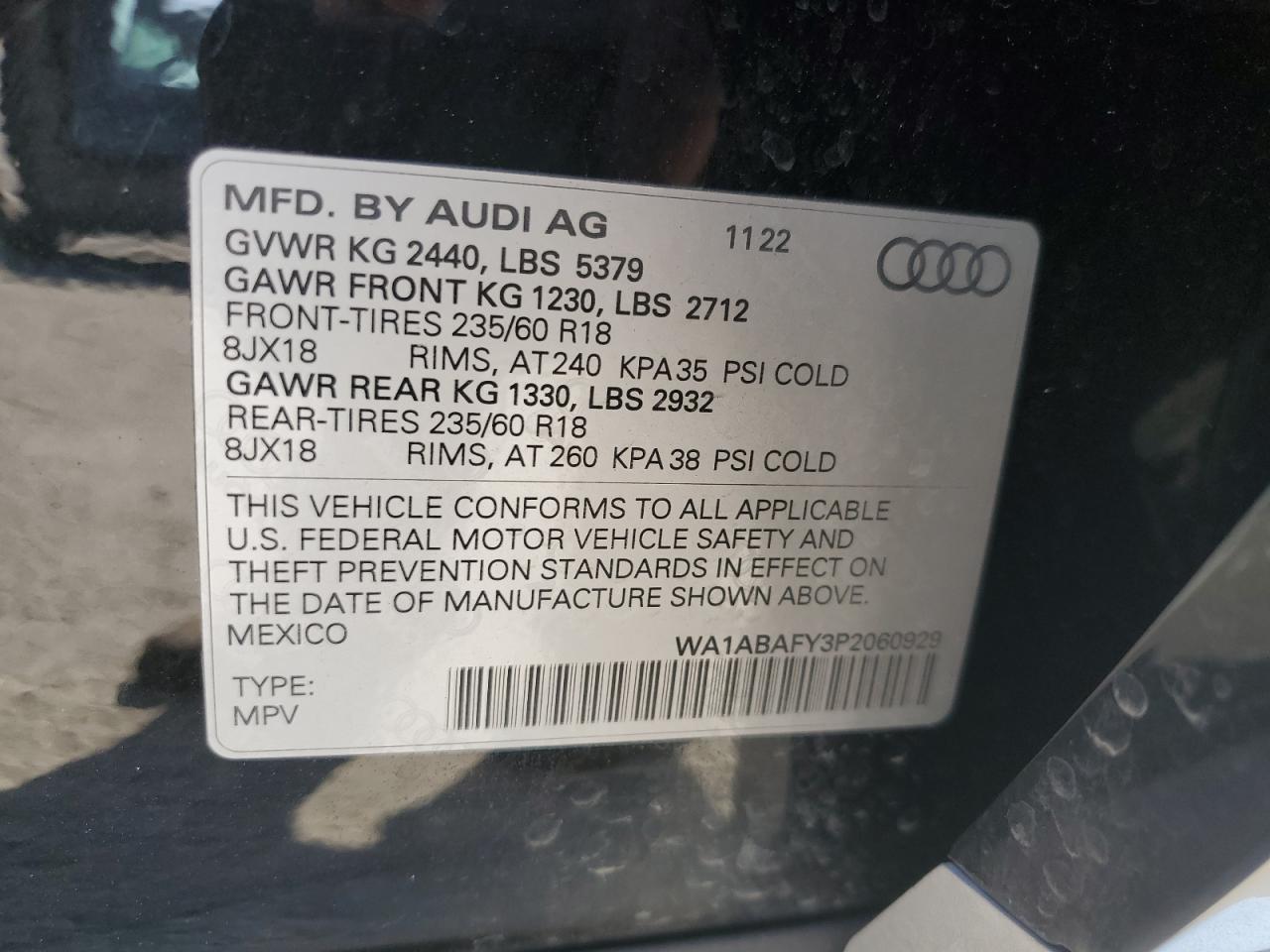 2023 Audi Q5 Premium 40 VIN: WA1ABAFY3P2060929 Lot: 85159215