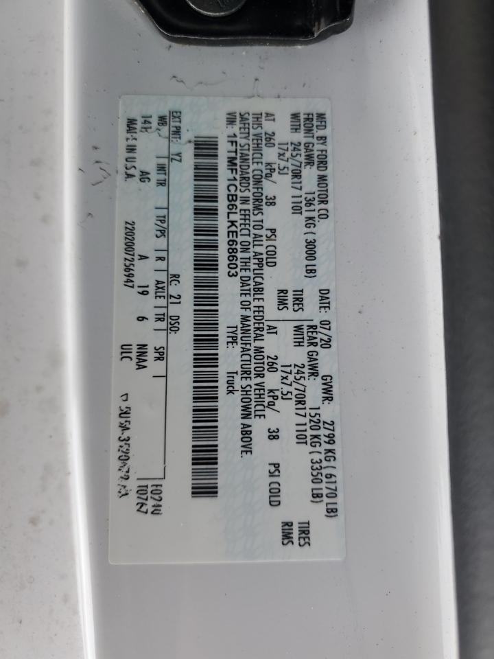 2020 Ford F150 VIN: 1FTMF1CB6LKE68603 Lot: 90462405