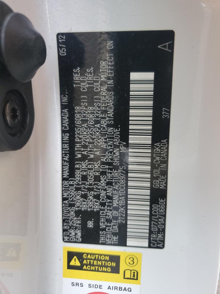 2013 Lexus Rx 350 VIN: 2T2ZK1BA1DC089775 Lot: 85402295