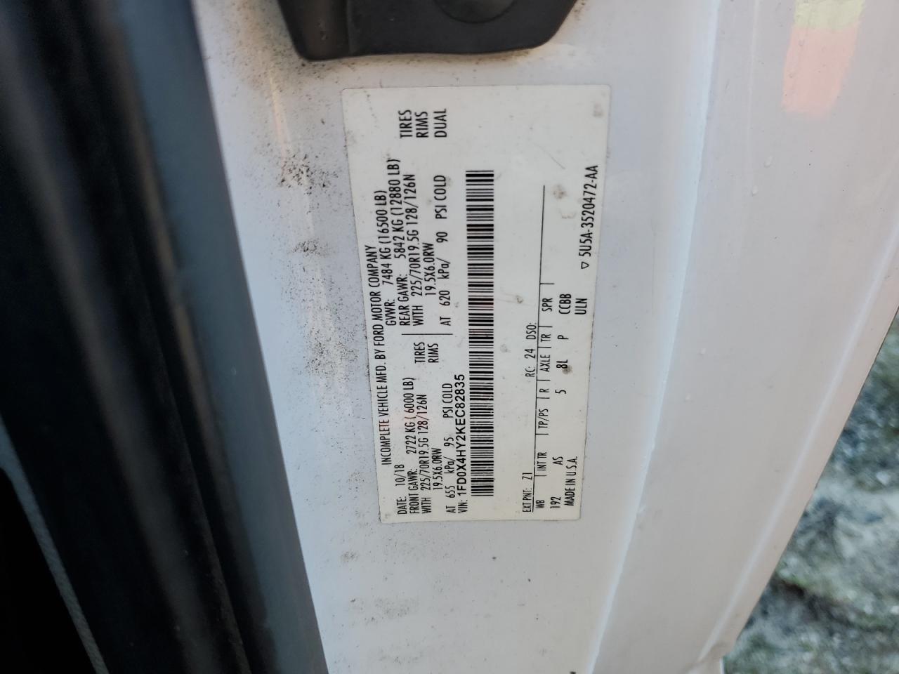 2019 Ford F450 Super - Semi Truck VIN: 1FD0X4HY2KEC82835 Lot: 86452435