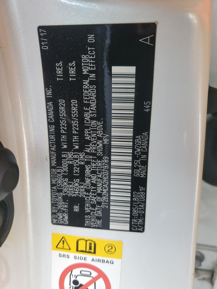 2017 Lexus Rx 350 Base VIN: 2T2BZMCA2HC079789 Lot: 86279545