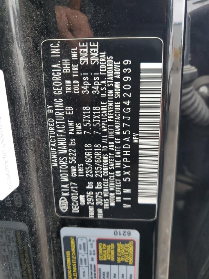 2018 Kia Sorento Ex VIN: 5XYPHDA57JG420939 Lot: 86475175