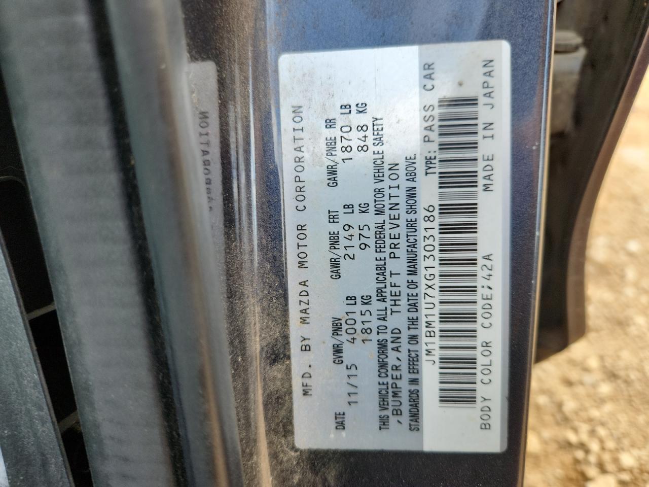 2016 Mazda 3 Sport VIN: JM1BM1U7XG1303186 Lot: 82368605