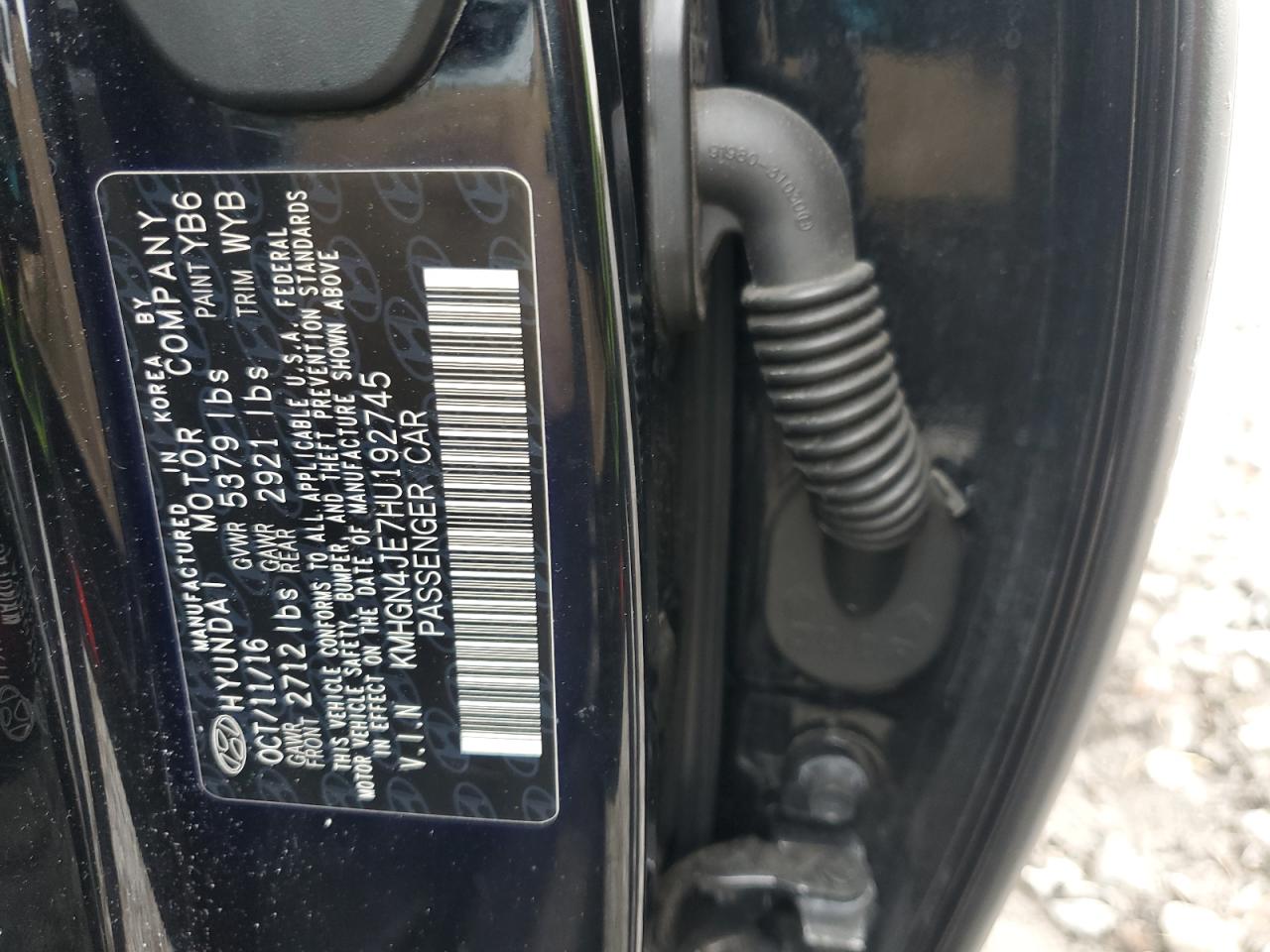 2017 Genesis G80 Base VIN: KMHGN4JE7HU192745 Lot: 82783265