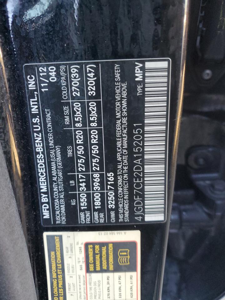 2013 Mercedes-Benz Gl 450 4Matic VIN: 4JGDF7CE2DA152051 Lot: 86091085