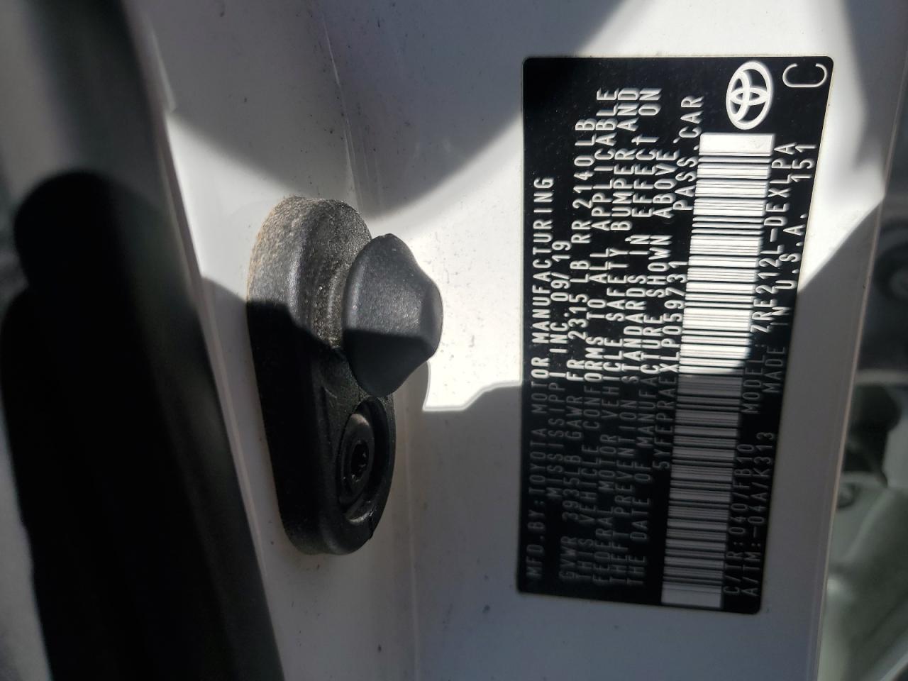 2020 Toyota Corolla Le VIN: 5YFEPRAEXLP059731 Lot: 82456305