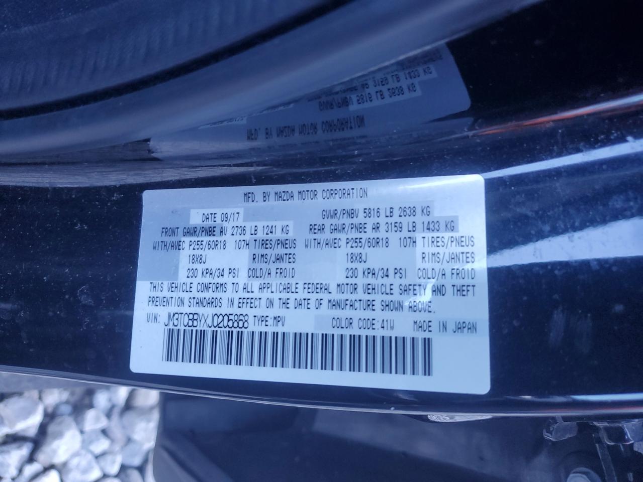 2018 Mazda Cx-9 Sport VIN: JM3TCBBYXJ0205868 Lot: 82446265