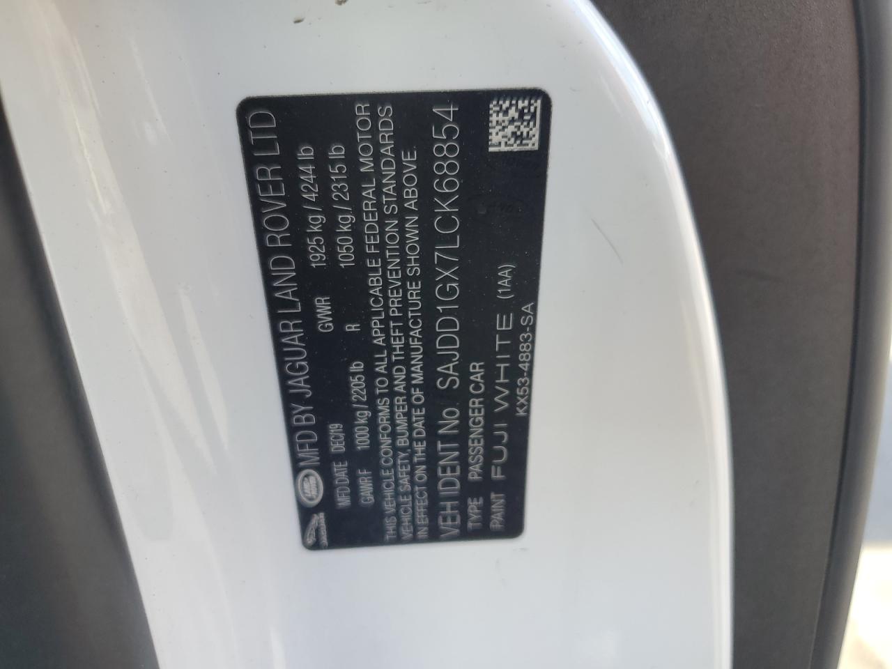 2020 Jaguar F-Type VIN: SAJDD1GX7LCK68854 Lot: 90058945