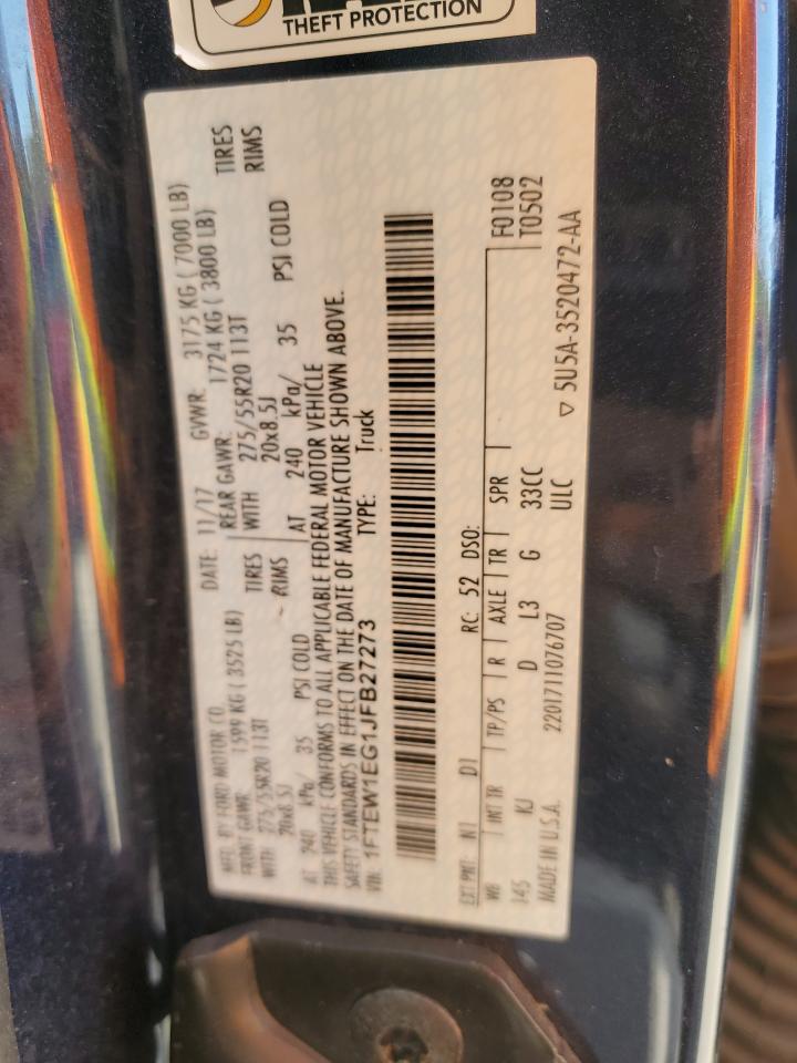 2018 Ford F150 Supercrew VIN: 1FTEW1EG1JFB27273 Lot: 90082725